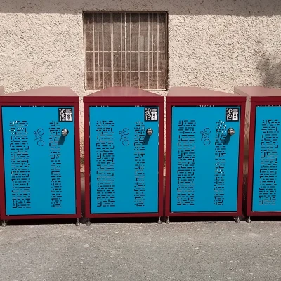 Pose de box à vélo gratuit au parking des vergnes à Fontaine de Vaucluse
